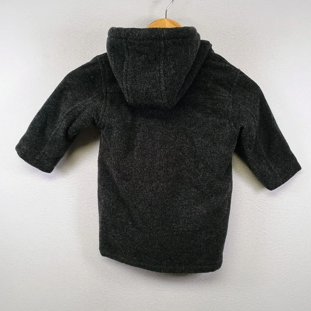 Classic Winter Baby Gap Toddler 18-24 Months Gray Wool Toggle Duffle Coat Hooded